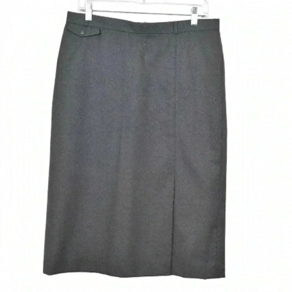 Vintage  Allure 100% Wool Grey Midi Skirt Pencil Front Slit Size Medium - Picture 1 of 10